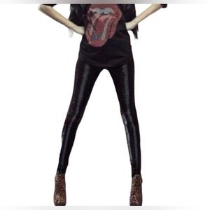 Black Sequin Pants Leggings New Era Party Sparkle Club Festival Sz S